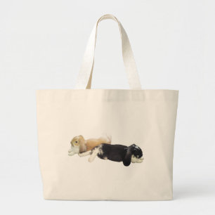 Lazy Rabbits - Bunnies Cute Sleepy Tired Weekend Large Tote Bag