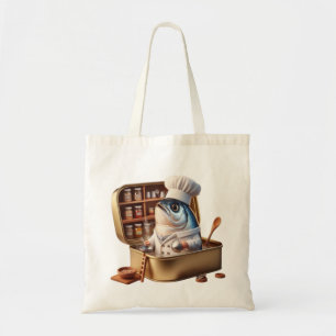 Lazy Sardine Chef Cooking Inside Canned Tin Tote Bag