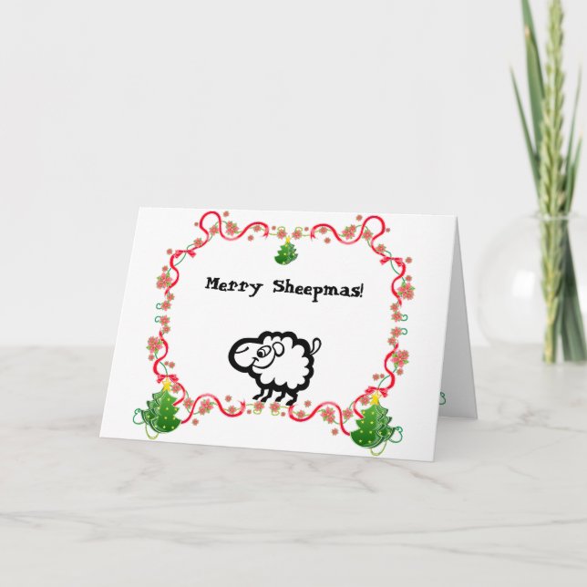 Lazy Sheep Greetings Holiday Card (Front)