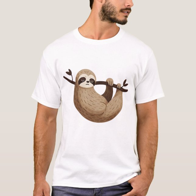 Lazy Sloth Chill Design T-Shirt (Front)