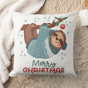 Lazy Sloth Christmas Cushion