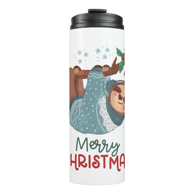 Lazy Sloth Christmas  Thermal Tumbler (Front)