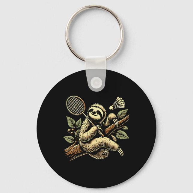 Lazy Sloth Dminton Player Shuttle 1  Key Ring (Front)
