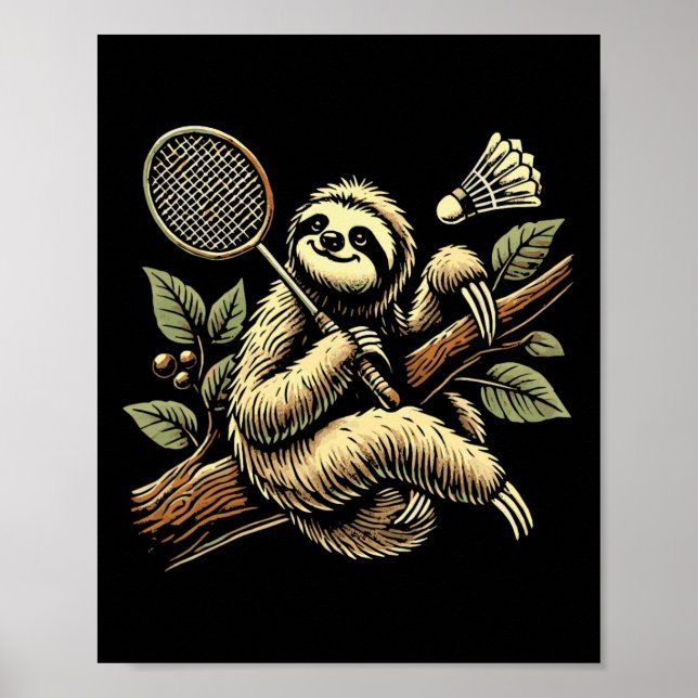 Lazy Sloth Dminton Player Shuttle 1  Poster (Front)