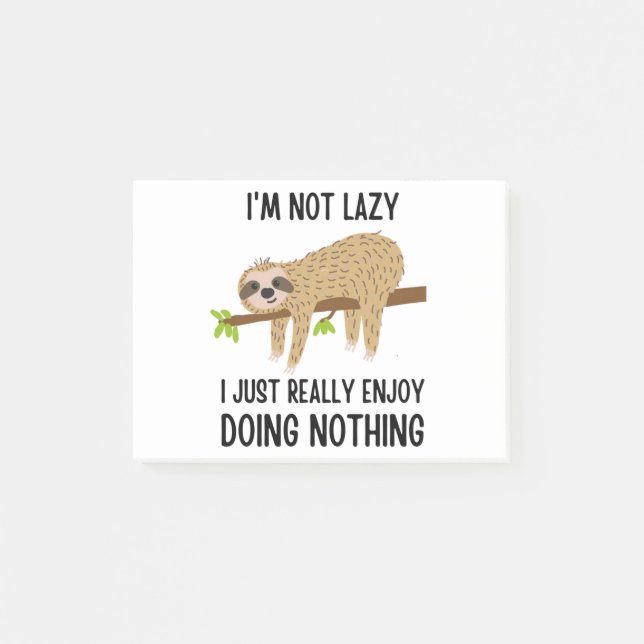 Lazy Sloth Doing Nothing Post-it Notes (Front)