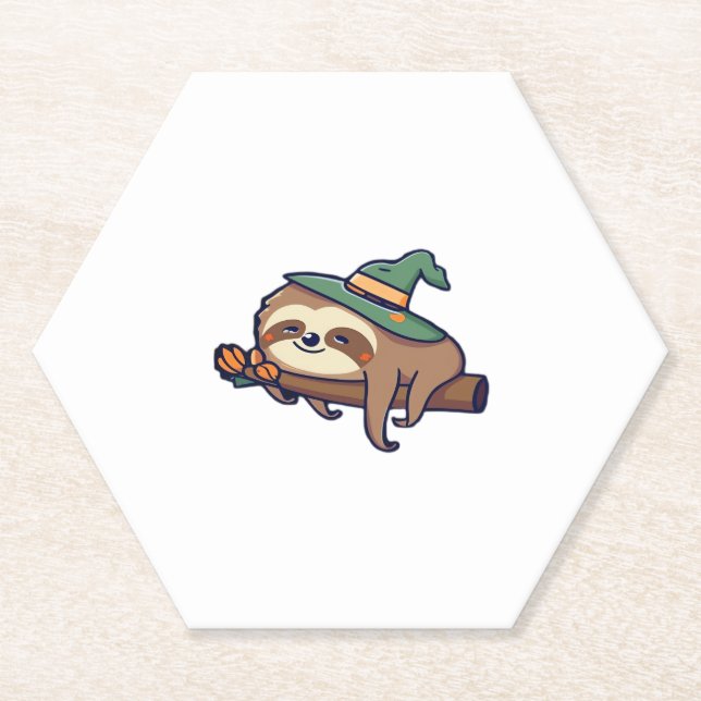 lazy sloth kawaii Classic T-Shirt Paper Coaster (Front)