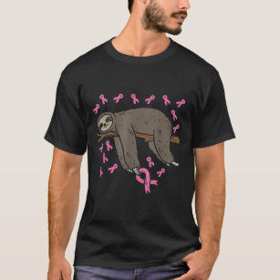 Lazy Sloth Pink Ribbon Breast Cancer Awareness Sup T-Shirt