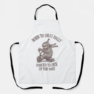 Lazy Sloth Retro Bike Cartoon Apron