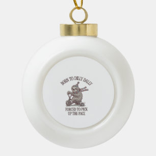 Lazy Sloth Retro Bike Cartoon Ceramic Ball Christmas Ornament