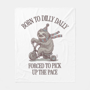 Lazy Sloth Retro Bike Cartoon Fleece Blanket