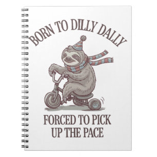 Lazy Sloth Retro Bike Cartoon Notebook
