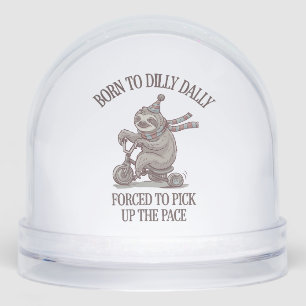Lazy Sloth Retro Bike Cartoon Snowglobe
