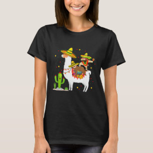 Lazy Sloth Riding Llama Cinco De Mayo Sombrero Mex T-Shirt