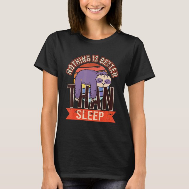 Lazy Sloth Slack Mode Slow Bed Nature Mammals Habi T-Shirt (Front)
