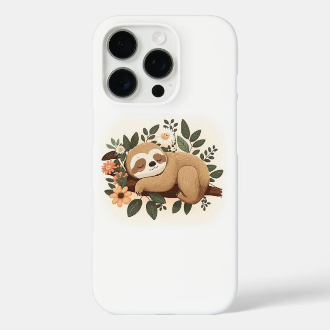 Lazy sloth sleeping on a branch cartoon            Case-Mate iPhone case (Back)