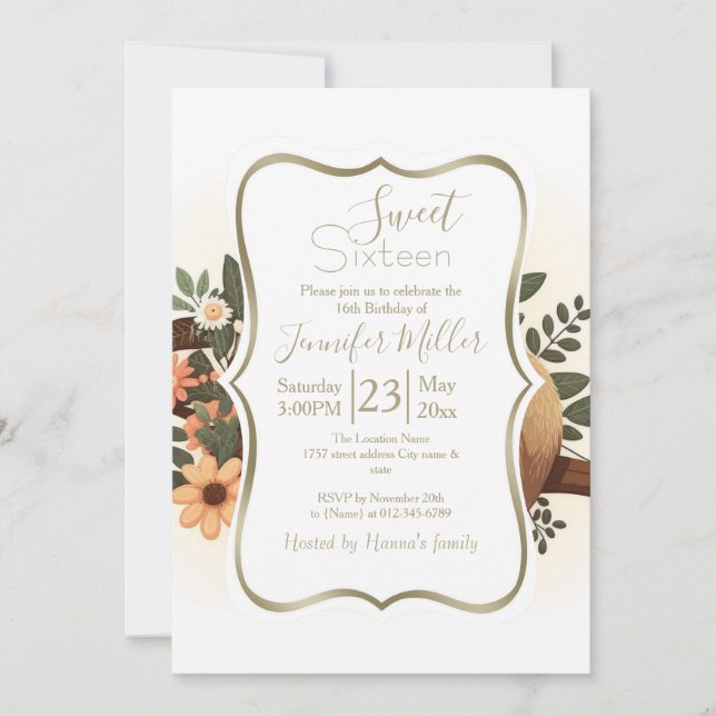 Lazy sloth sleeping on a branch cartoon            invitation (Front)