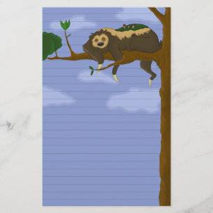 Lazy Sloth Stationery (Ruled)