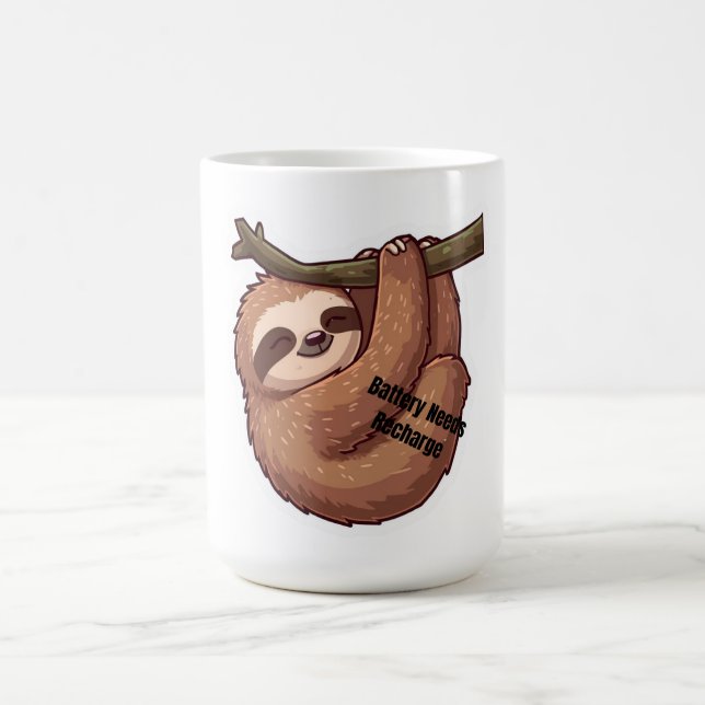 Lazy Sloth Sticker – Funny Relatable Humor Laptop  Coffee Mug (Center)