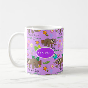 Lazy Sloth Violet Orchid Purple Flowers Hearts Coffee Mug