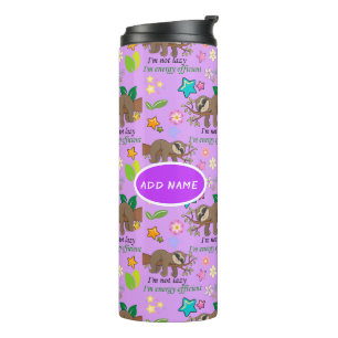 Lazy Sloth Violet Orchid Purple Flowers   Hearts Thermal Tumbler