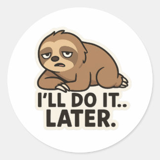 Lazy Teddy bear Classic Round Sticker