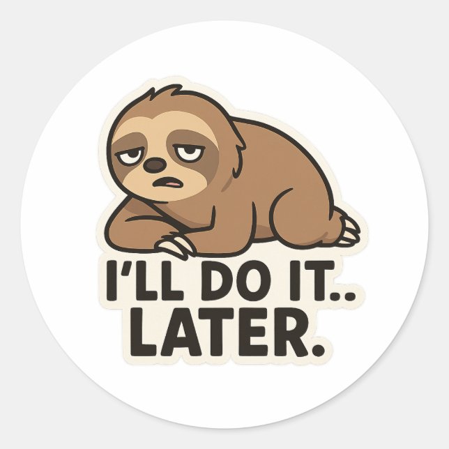 Lazy Teddy bear Classic Round Sticker (Front)