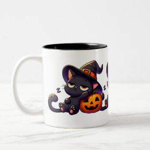 Lazy Witch Cat Pumpkin Halloween Mug Two-Sided C