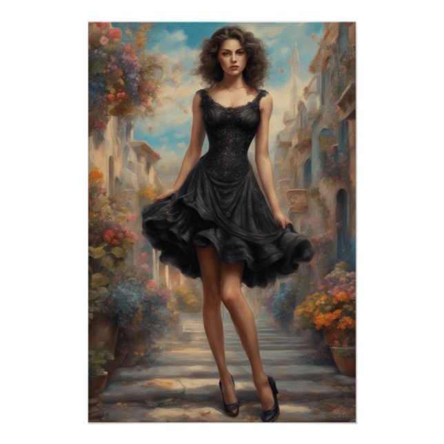 LBD Art: AI-Enhanced Little Black Dress Artwork Poster (Front)