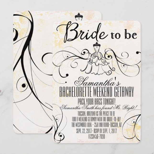 LBD Bachelorette Getaway Invitations (Front/Back)