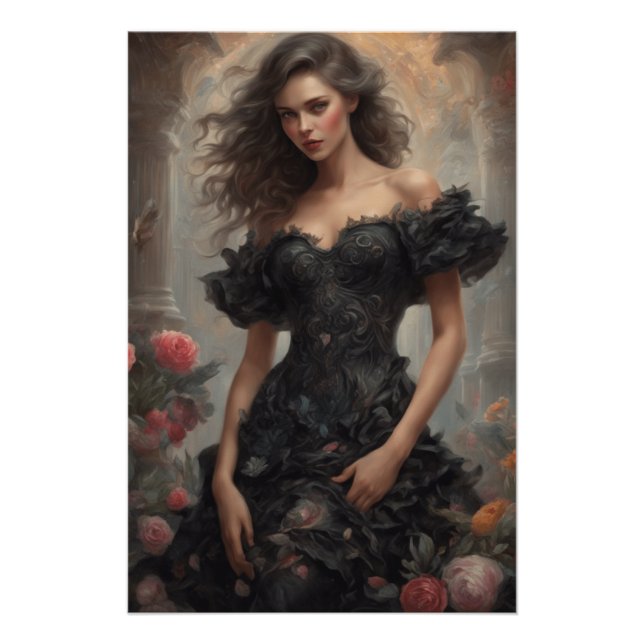 LBD Little Black Dress AI-Enhanced Fashion Artwork Poster (Front)