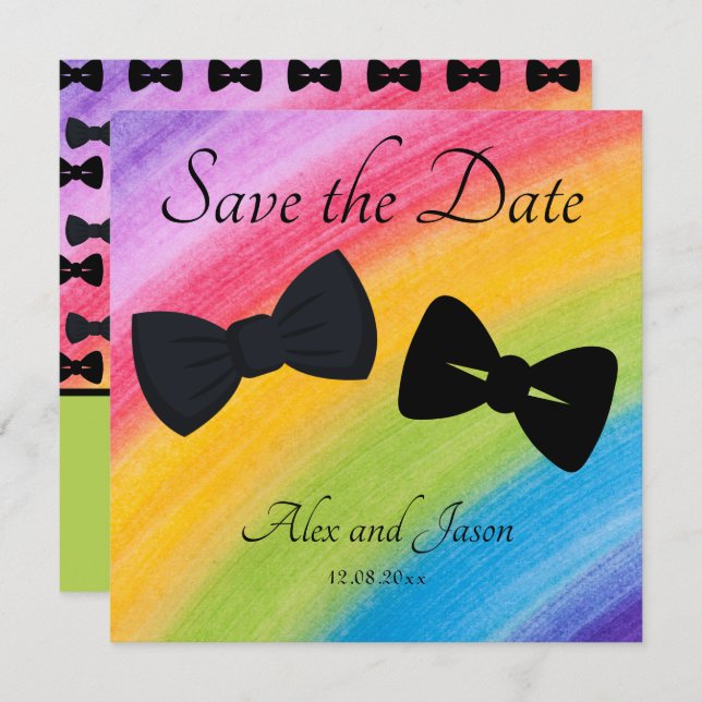 LBGT Modern Rainbow Black Save the Date Wedding (Front/Back)