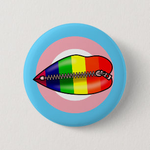LBGTQ Lips Shut In Silence 6 Cm Round Badge