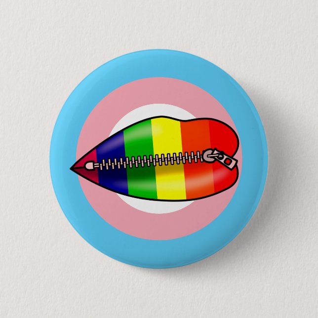 LBGTQ Lips Shut In Silence 6 Cm Round Badge (Front)