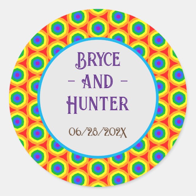 LBGTQA+ Rainbow Circle Design Classic Round Sticker (Front)