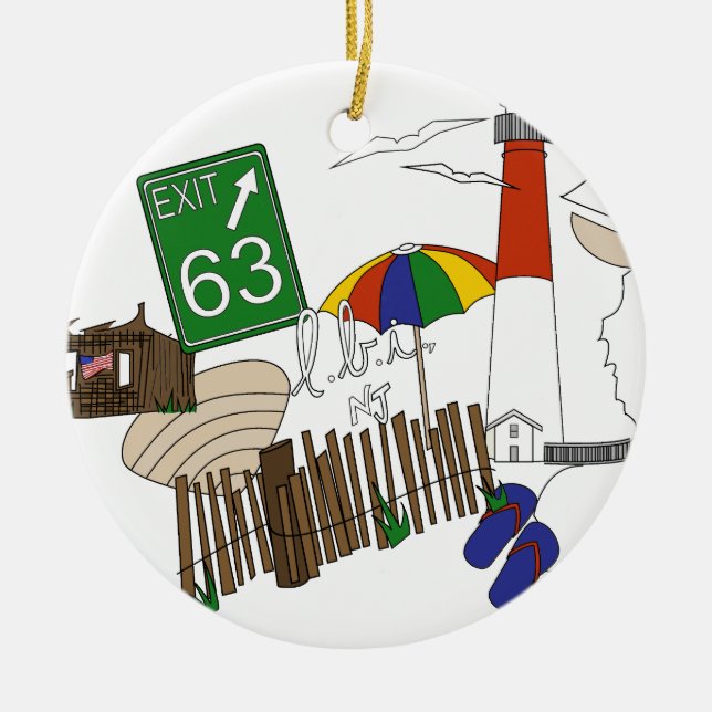 LBI Love Primary Colour Collage Ceramic Tree Decoration (Front)