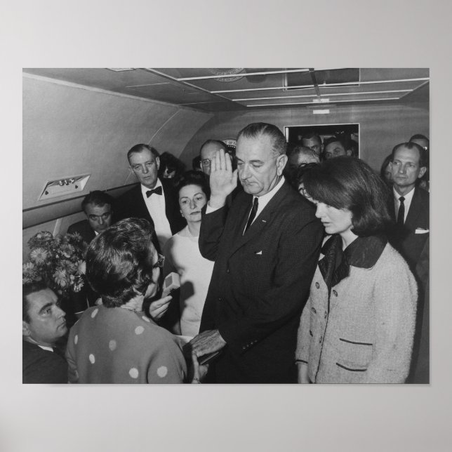 LBJ Taking The Oath On Air Force One Poster (Front)