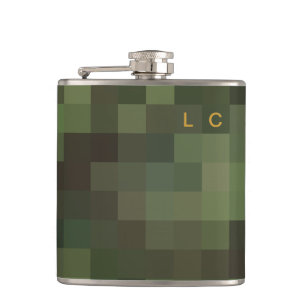 LC green pixelated camouflage Hip Flask