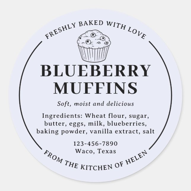 lce Blue Blueberry Muffins Bakery Ingredient Label (Front)