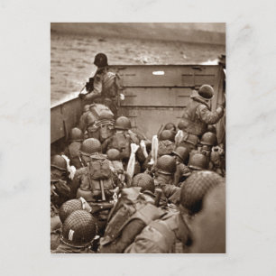 LCI and Soldiers Omaha Beachhead Postcard