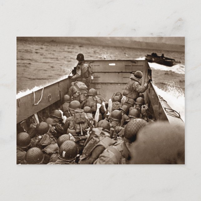 LCI and Soldiers Omaha Beachhead Postcard (Front)