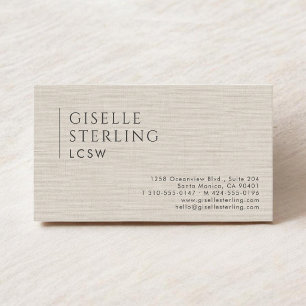 LCSW Licensed Social Worker Natural Linen Business Card