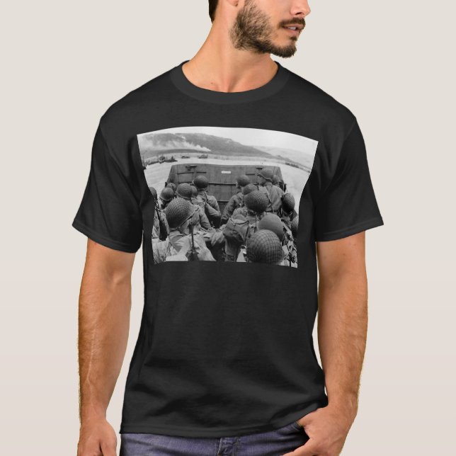 LCVP Landing Craft Approaching Omaha Beach T-Shirt (Front)