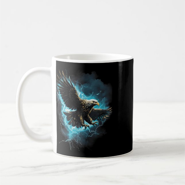 Ld Eagle Bird Nature Usa Lightning 1  Coffee Mug (Left)