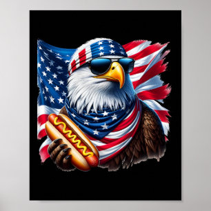 Ld Eagle Hotdog Funny American Patriotic 4th Of Ju Poster
