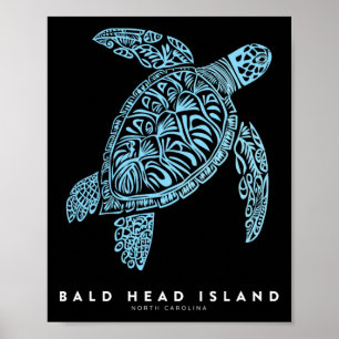 Ld Head Island Nc Beach Vacation Vintage Sea Turtl Poster