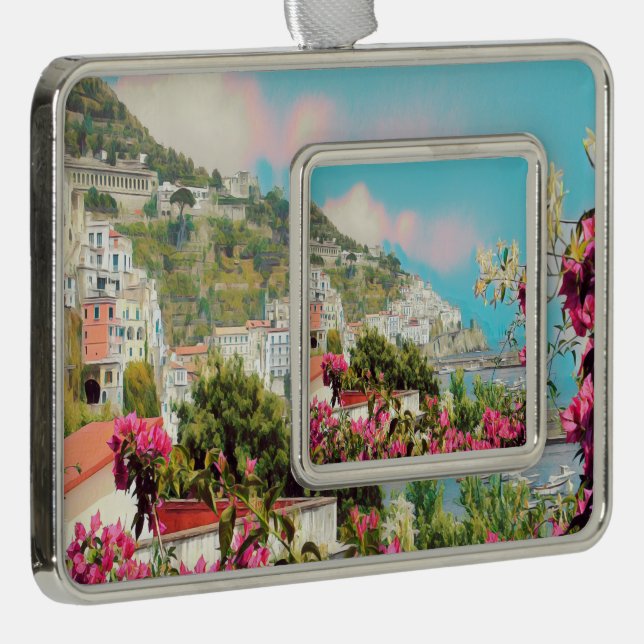ldp AMALFI - panorama - Amalfi coast - Silver Plated Framed Ornament (Right)