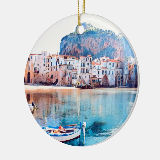 ldp CEFALÙ - Sicily - beach - panorama Ceramic Ornament (Left)