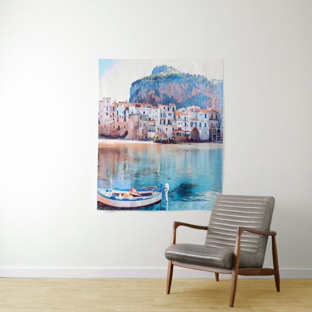ldp CEFALÙ - Sicily - beach - panorama Tapestry (In Situ)