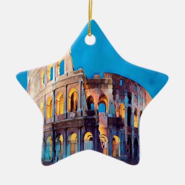 ldp COLOSSEUM Rome - by nigth - Ceramic Ornament (Front)