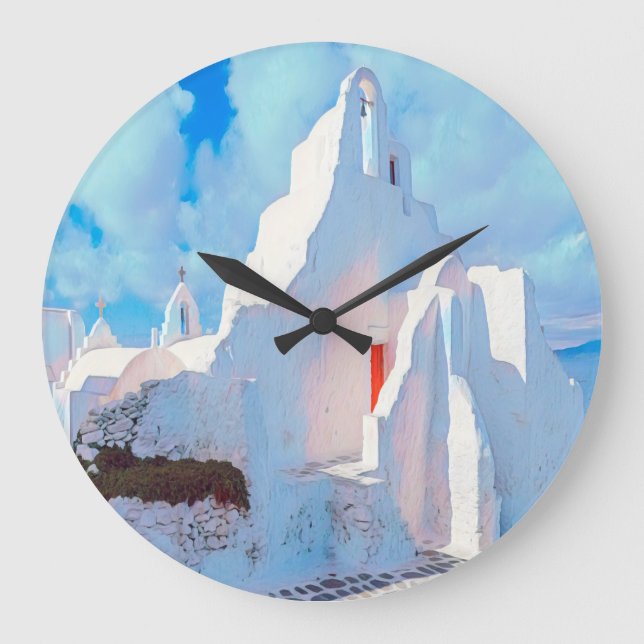ldp MYKONOS - characteristic church - Large Clock (Front)